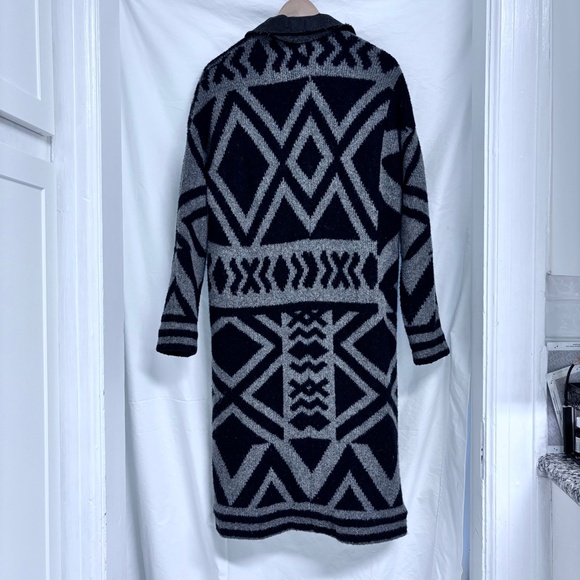 Free People Black & Gray Geometric Patters Open Sweater (Bold Geo Sweater Coat) - Picture 3 of 9